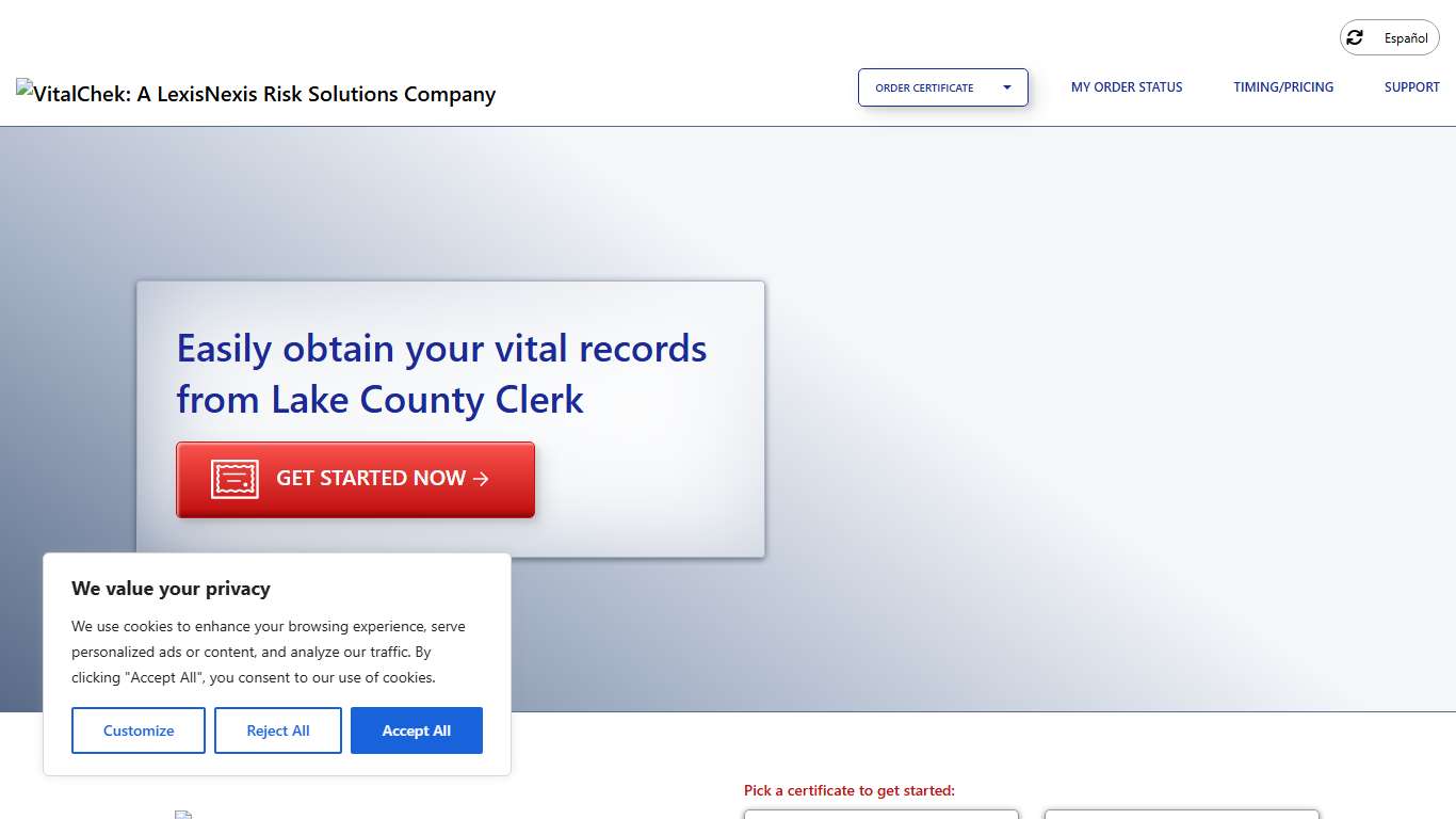 Lake County Clerk (IL) | Order Certificates - VitalChek