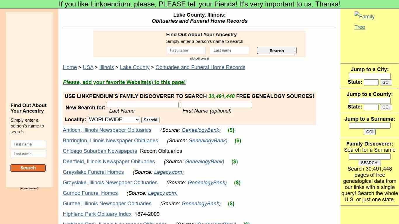 Lake County, Illinois: Obituaries and Funeral Home Records